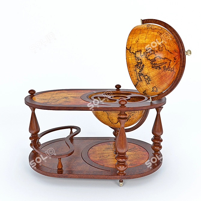 Elegant Globe Bar Cabinet 3D model image 2