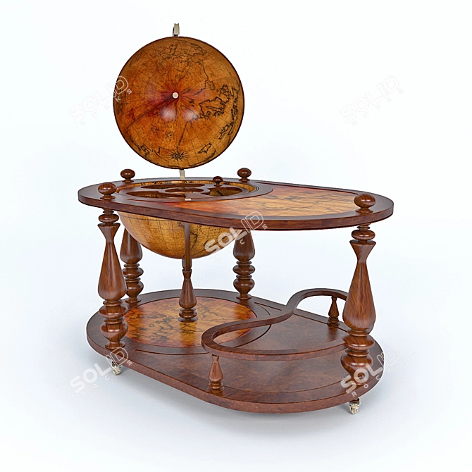 Elegant Globe Bar Cabinet 3D model image 3