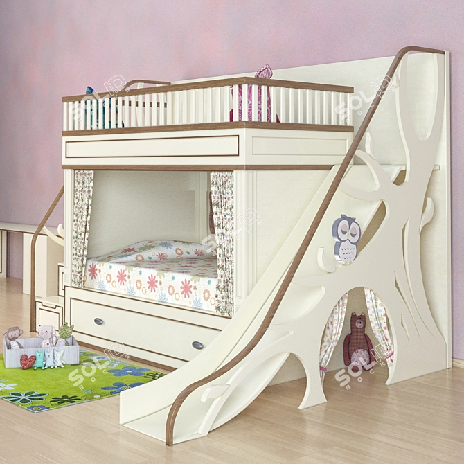 Baby Bed Slide & Drawer Combo 3D model image 2