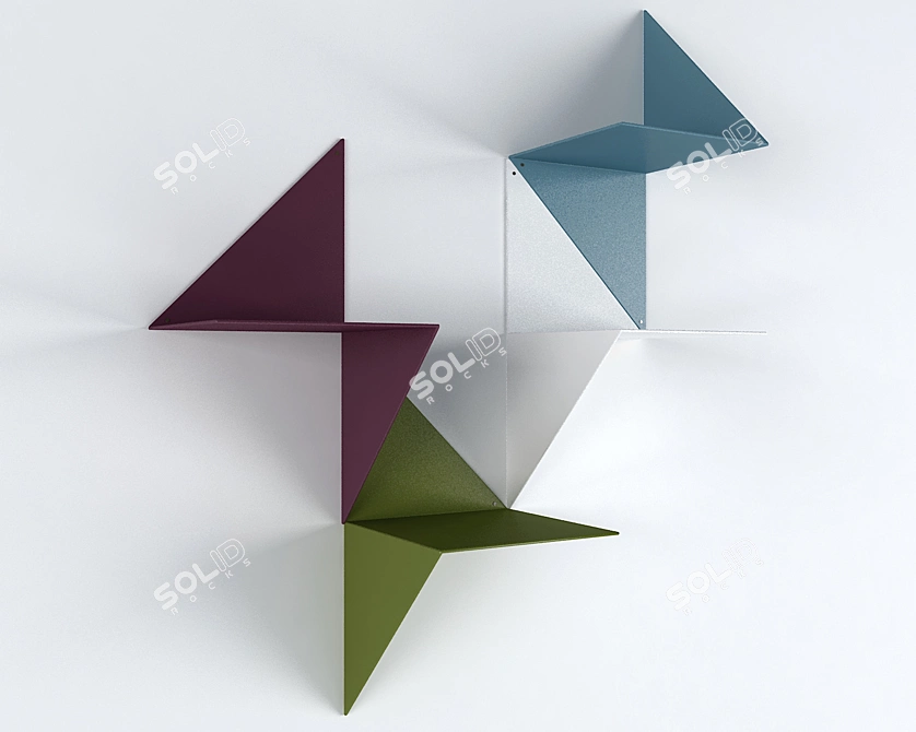 Origami Metal Modular Shelves 3D model image 1