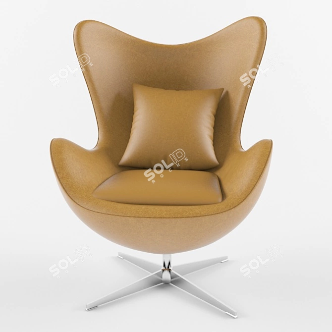 Maroon Faux Leather Egg Chair 3D model image 2