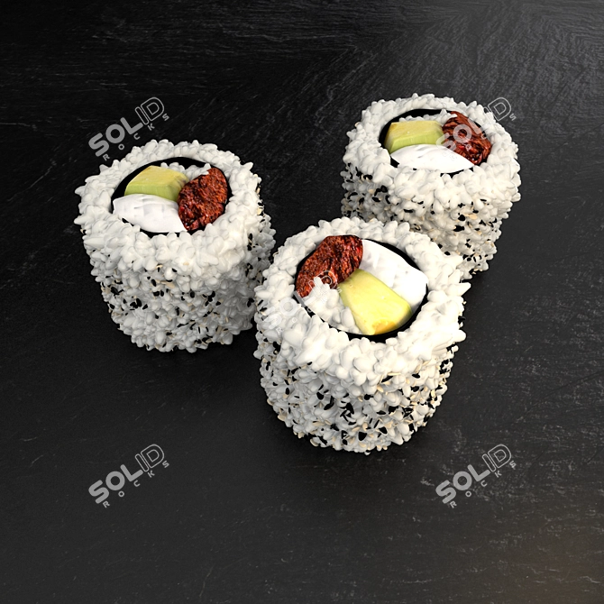 Avocado Roll - Perfectly Crafted 3D model image 1