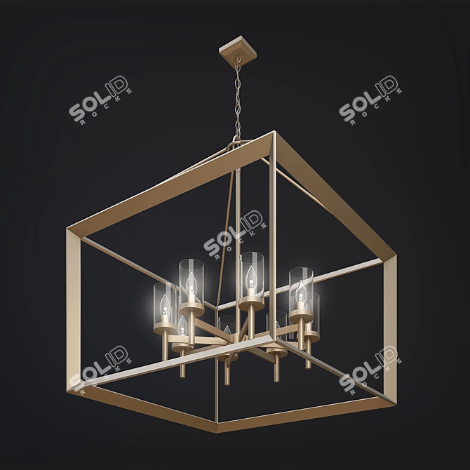 Sleek White Gold Chandelier 3D model image 1