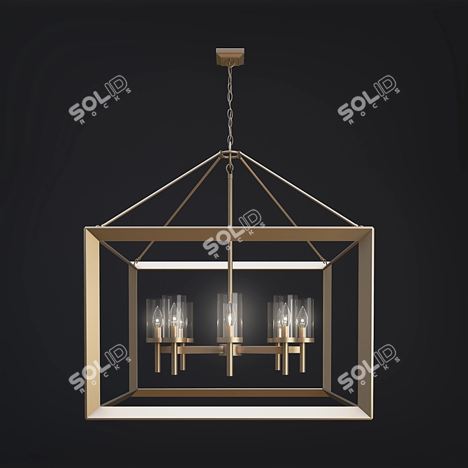 Sleek White Gold Chandelier 3D model image 2