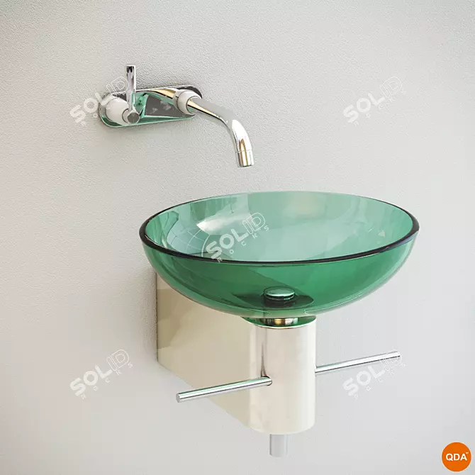 Stylish Wall-Mounted Glass Basin 3D model image 1