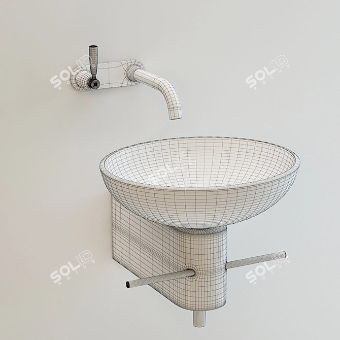 Stylish Wall-Mounted Glass Basin 3D model image 2