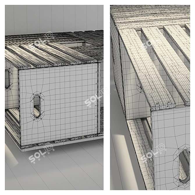 Rustic Wooden Box Coffee Table 3D model image 3