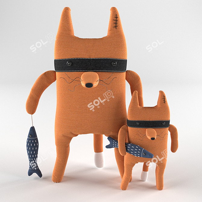 Customizable Handcrafted Fox Stuffed Toy 3D model image 1