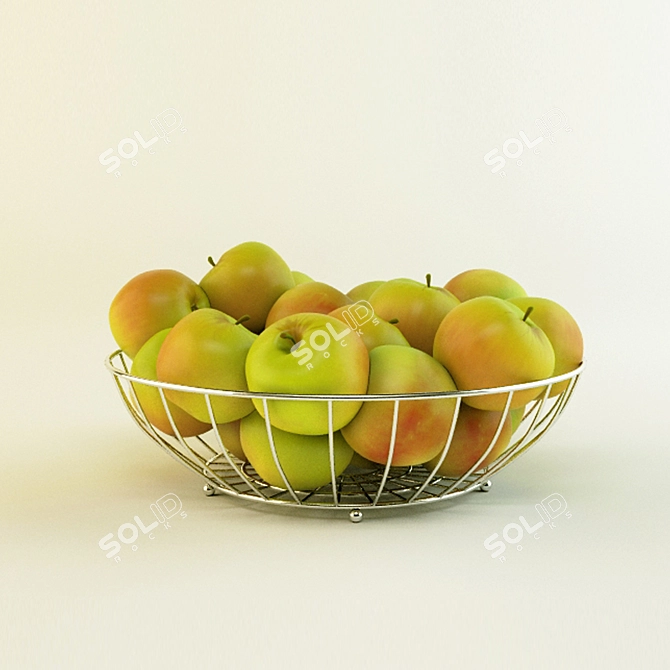 Natural Apple Fruit Bowl 3D model image 1