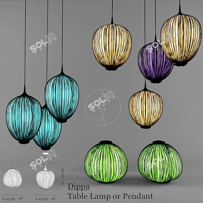 Aqua-Glow Pendant Lamp 3D model image 1