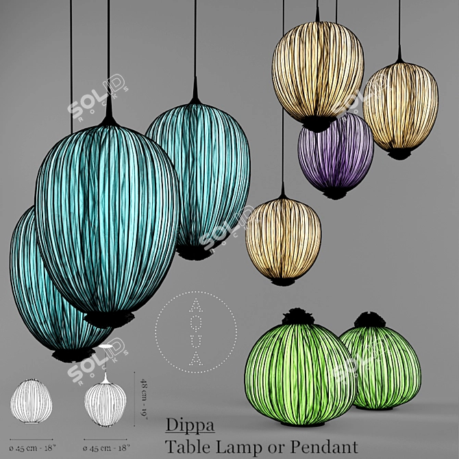 Aqua-Glow Pendant Lamp 3D model image 2