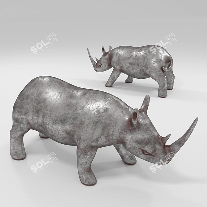 Rhino Figurine: Precisely Detailed Collector's Item 3D model image 1