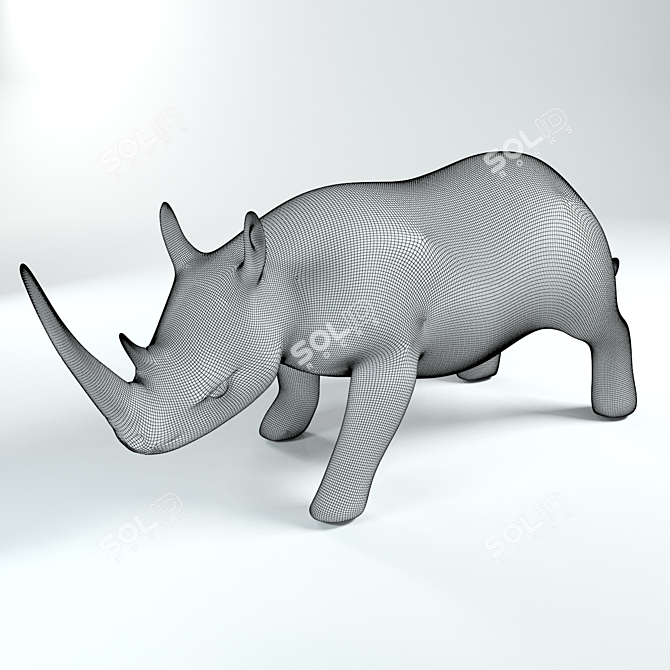 Rhino Figurine: Precisely Detailed Collector's Item 3D model image 2