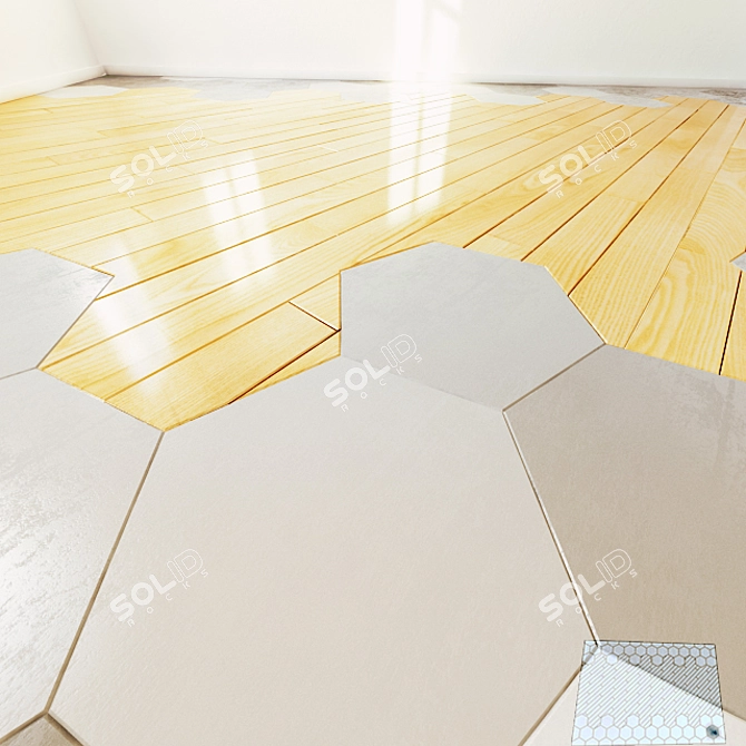 Elegant Oak Wood Flooring 3D model image 2