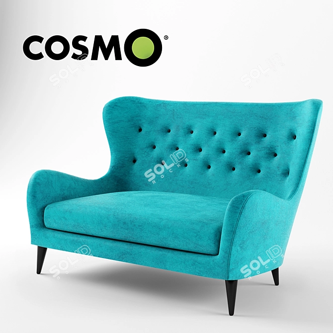 Pola Turquoise Double Sofa - Stylish and Comfortable 3D model image 1
