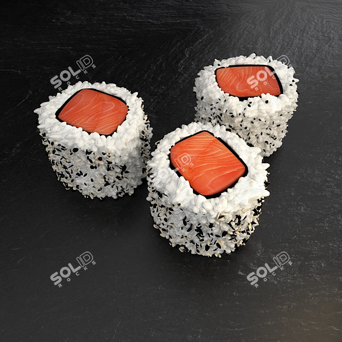 Title: Fresh Salmon Hosomaki 3D model image 1