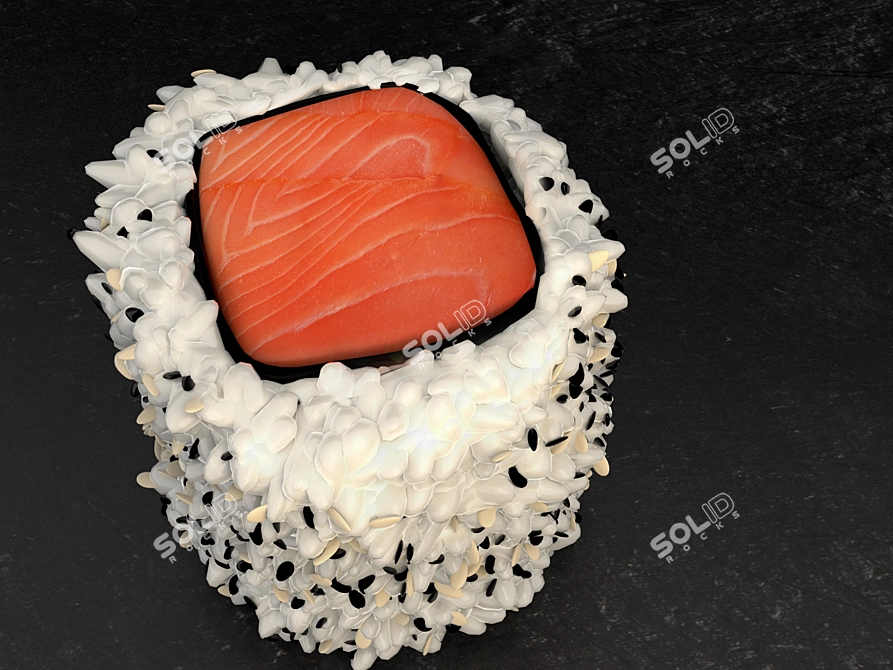 Title: Fresh Salmon Hosomaki 3D model image 3