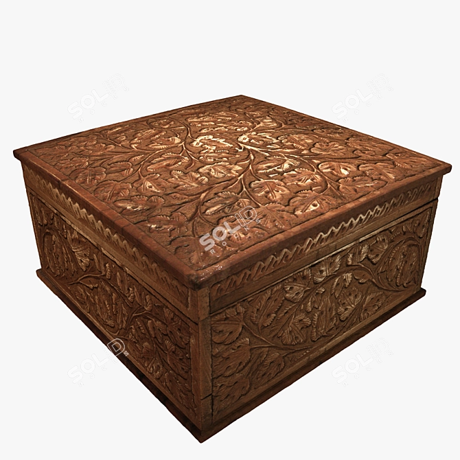 Hand-carved Indian Box 3D model image 1