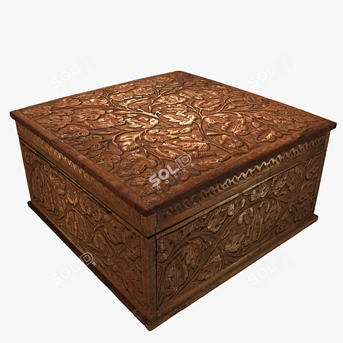 Hand-carved Indian Box 3D model image 2