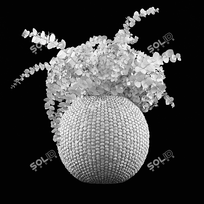 Fresh and Vibrant Green Hydrangeas in Bubble Vase 3D model image 2