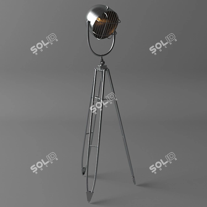 Sleek Steel Floor Lamp 3D model image 1