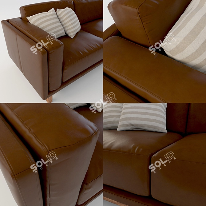 Elegant Dekalb Leather Sofa 3D model image 3