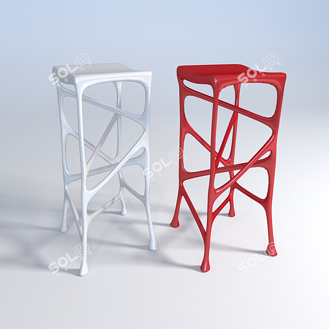 Serous Resin Bar Stool 3D model image 2