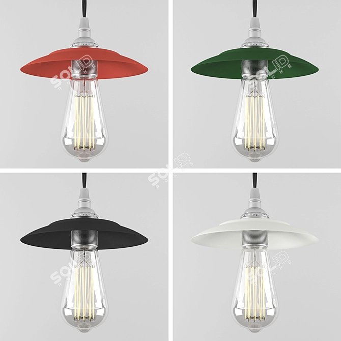 Vintage Industrial Pendant Light 3D model image 2