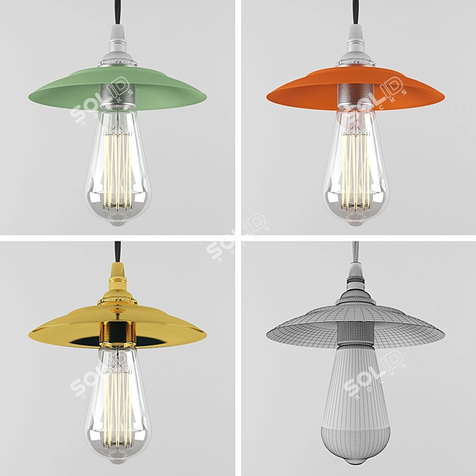 Vintage Industrial Pendant Light 3D model image 3