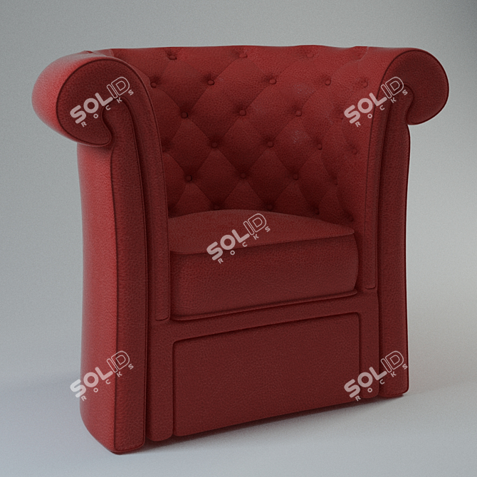 Vibrant Red Leather Seating 3D model image 1