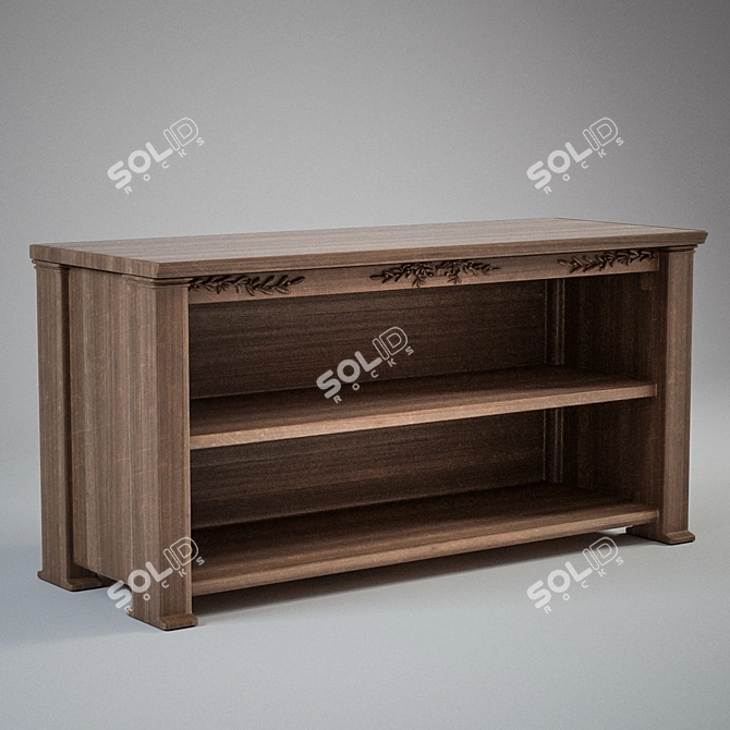 Compact Low Bookshelf 3D model image 1