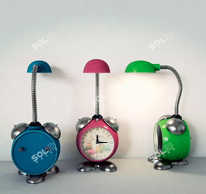 Brilliant Happy Children's Table Lamp with Clock 3D model image 2