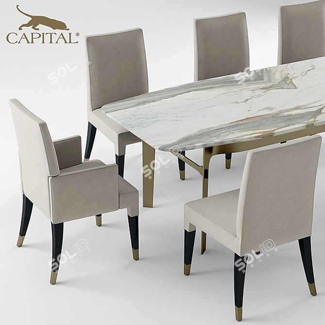 Modern Table and Chair Set 3D model image 2