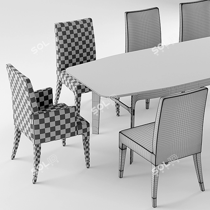 Modern Table and Chair Set 3D model image 3