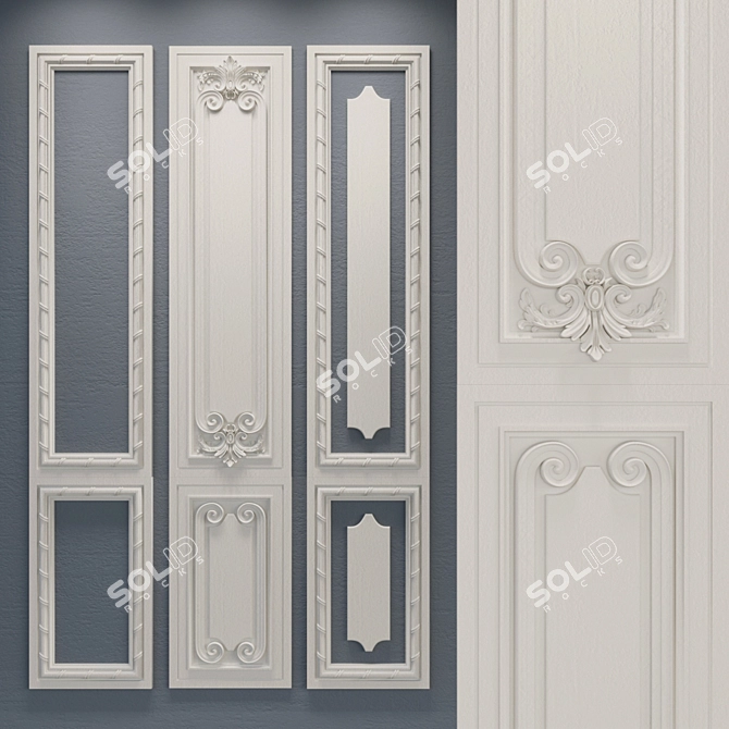 Elegant CNC Carved Cornice 3D model image 1