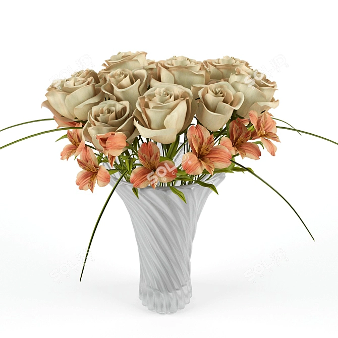 Romantic Rose & Alstroemeria Bouquet 3D model image 1