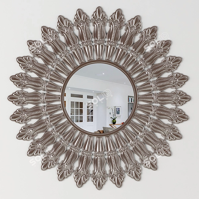 Elegant Reflection - Antique Silver Mirror 3D model image 1