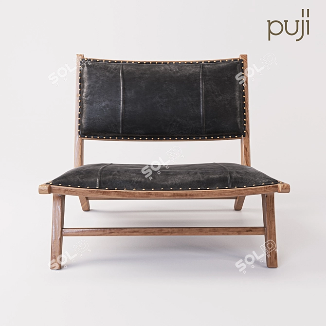 Colonial Teak Leather Chair 3D model image 2