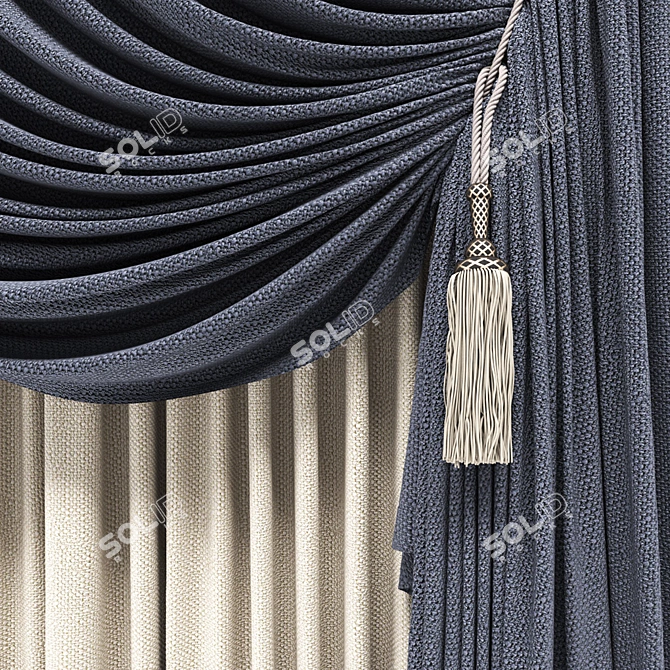 Elegant Set of 3 Curtains 3D model image 2