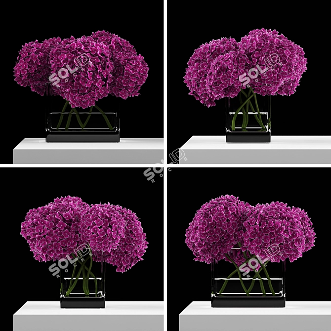 Blooming Pink Hydrangeas Bouquet 3D model image 2