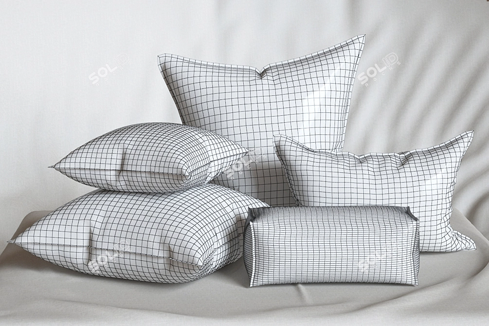 Versatile Cushion Set - 3 Sizes 3D model image 2