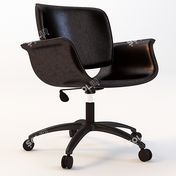 Elegant Hughes Leather Office Chair 3D model image 1