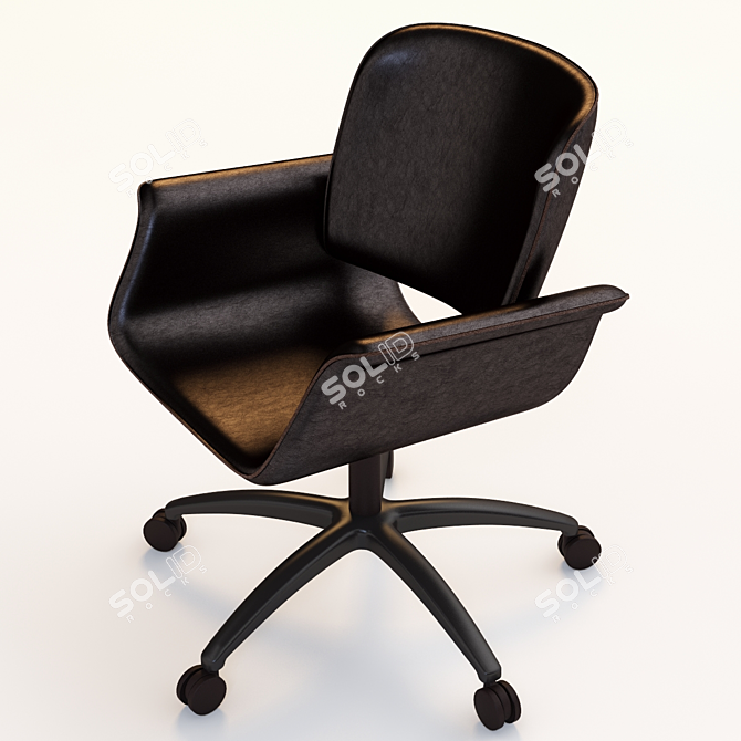 Elegant Hughes Leather Office Chair 3D model image 3