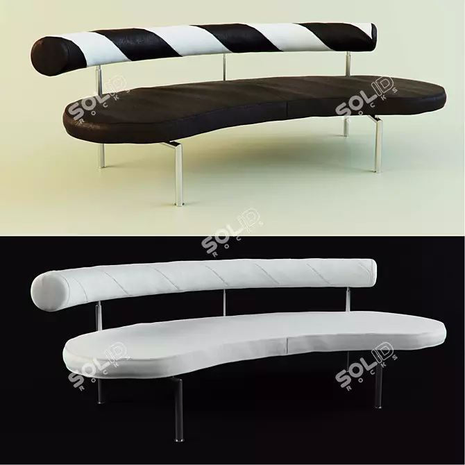 Title: Sleek Chrome & Leather Sofa 3D model image 1