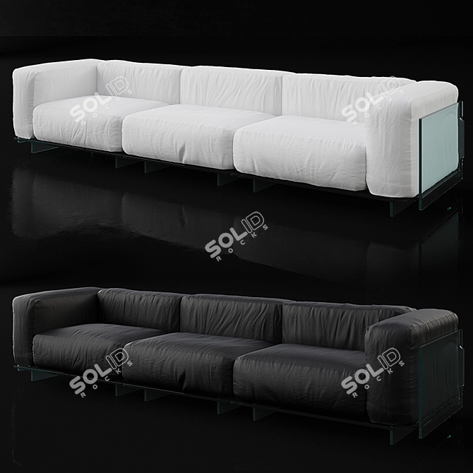 Glas Italia Crystal Sofa: Sleek Elegance 3D model image 1