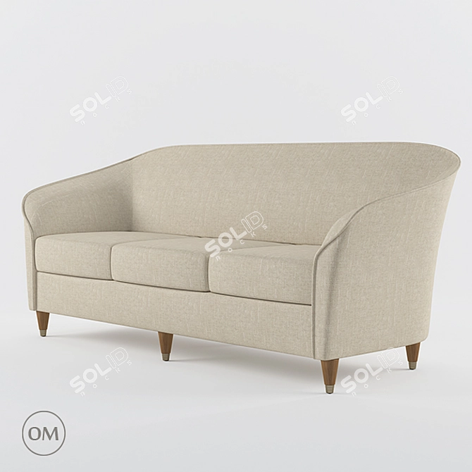 Elegant Britannic 3-Seat Sofa 3D model image 1