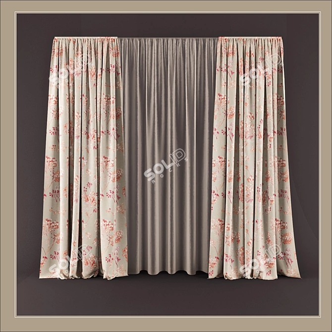 Elegant Window Blinds 3D model image 1