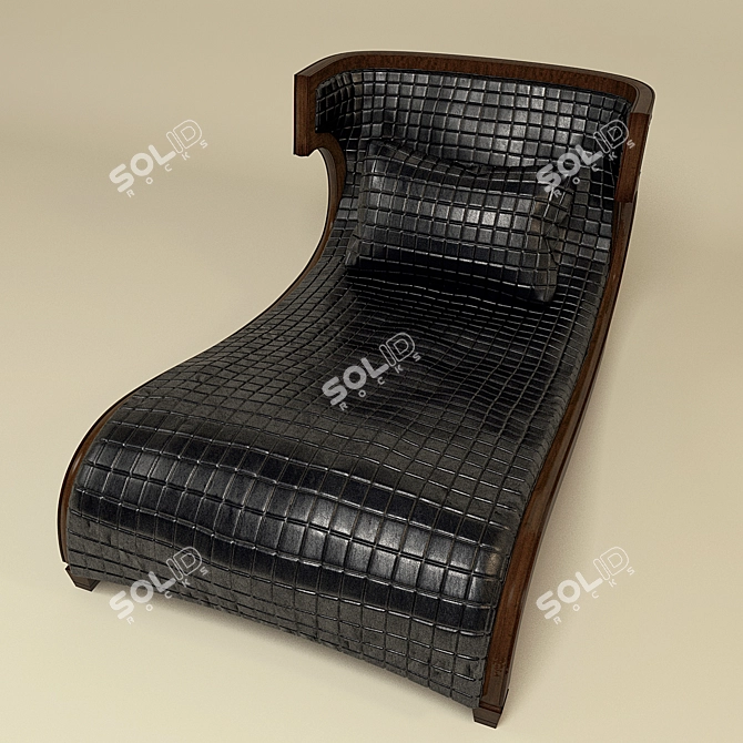 Briarwood Chaise Lounge: Bentley Black Leather Upholstery 3D model image 1