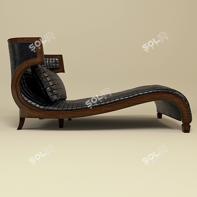 Briarwood Chaise Lounge: Bentley Black Leather Upholstery 3D model image 2