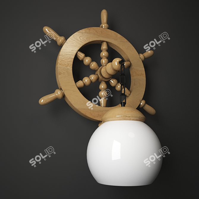 Aurora Wooden Wheel Wall Sconce 3D model image 1